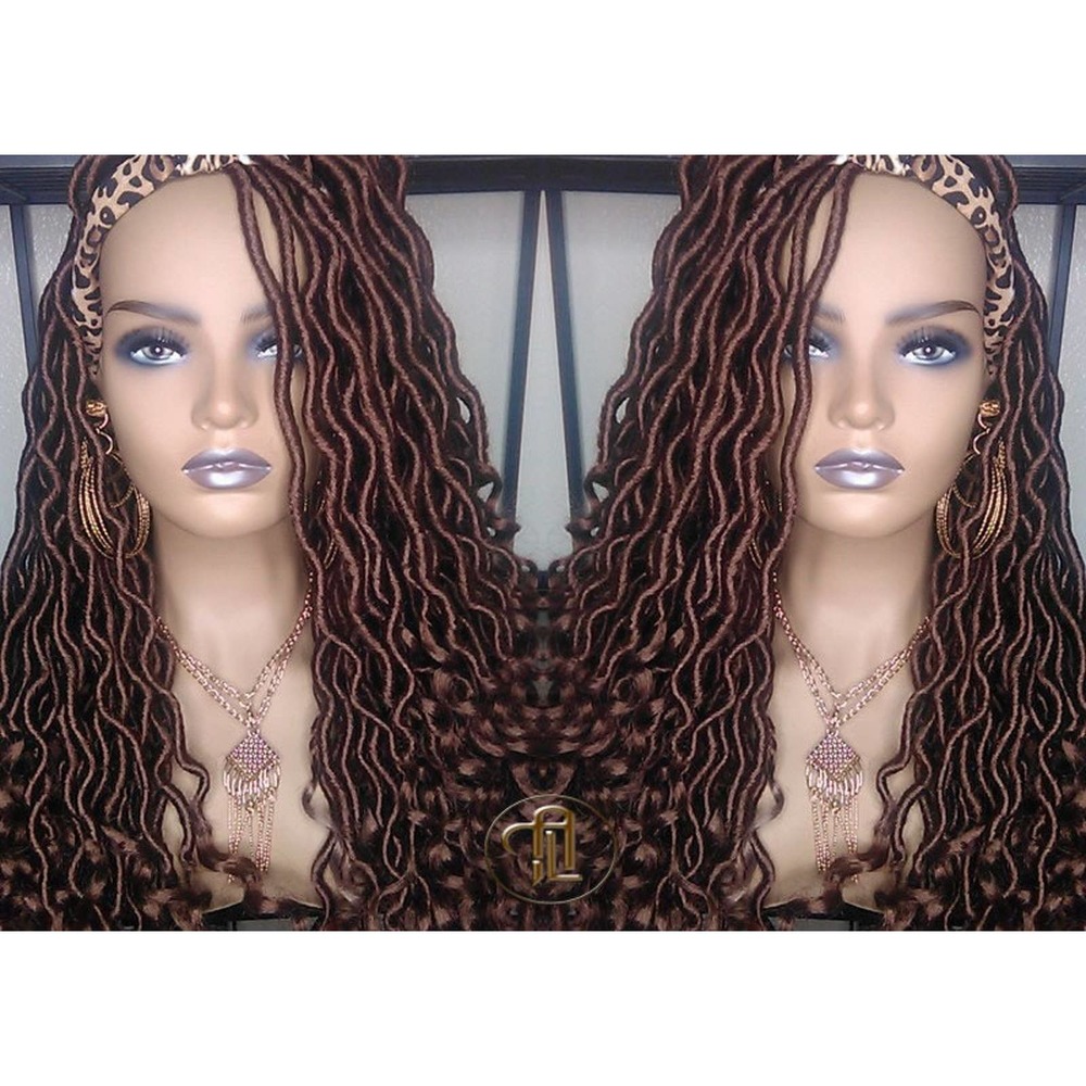 Headband Wig Brown 30 Goddess Faux Locs Gypsy Bohemian DE SE Dred Lock